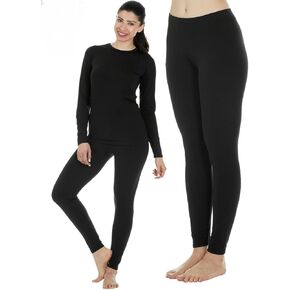 Thermajane Long Johns Set + Bottoms Size 3XL Black Set Black Bottoms