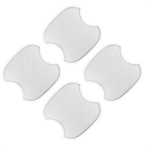 TANGSEN 4Pcs Universal 3D Carbon Fiber Texture Automotive Door Cup Handle Recess Paint Protector Cover Scratch Non-Marking White Translucent Silicone Personalize Pad Sticker (M)