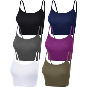SATINIOR 6 Pieces Women Crop Tops Spaghetti Strap Crop Top Cami Crop Sleeveless Tank Tops for Sports Yoga