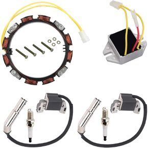 FOTN Alternator stator John Deere GX85 SX85 LX288 1438GS 1438HS 1542GS 1542HS 15.542GS 15.542HS 1742GS 1742HS with Ignition Coil Regulator Spark Plugs