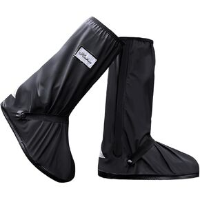 Black Waterproof Rain Boot Shoe Cover with Reflector (1 Pair)