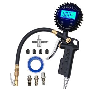 Digital Tire Pressure Gauge with Inflator, 250 PSI,Heavy Duty Air Compressor Accessories, with Rubber Hose Lock on Air Chuck and Quick Connect Coupler (YS-DTP-B)