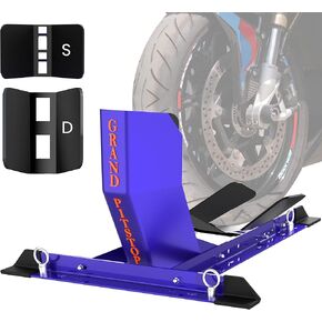 GRAND PITSTOP Universal Wheel Chock for Crusier, Sports & Dirt Bikes, Heavy Duty Motorcycle Stand for Trailer, Completely Adjustable, Detachable, Foldable Wheel Chock.(tire size 13" to 26")