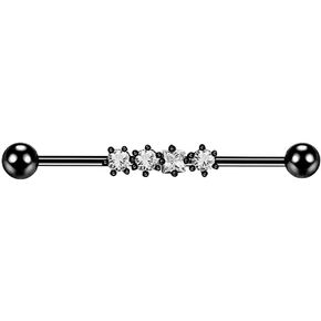 14G Clear CZ Stainless Steel Industrial Barbell Earrings for Women Men 38mm Long Industrial Bar Cartilage Conch Helix Barbell Earrings Body Piercing Jewelry