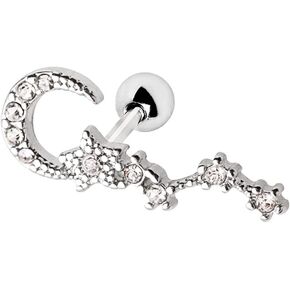 مثقوب البومة 16GA 316L الفولاذ المقاوم للصدأ تشيكوسلوفاكيا كريستال القمر ونجمة كوكبة الغضروف الحديد القرط in Kuwait