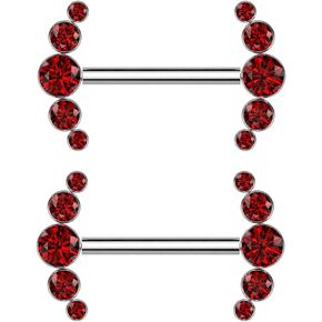 Pierced Owl 14GA ASTM F-136 Implant Grade Titanium Threadless Push-In Curved CZ Crystal Ends Nipple Barbells, Sold as a Pair