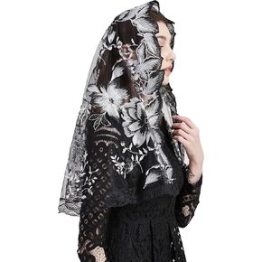 FANFAN Floral Embroidered Veils for Church Lace Mantilla Catholic Veil Chapel Veil for Women Y080