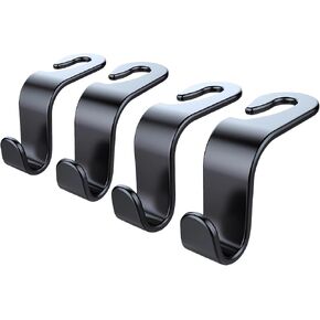 Car Headrest Hooks for Purses and Bags Set of 4 Automotive Seat Back Organizers 45lbs Weight Capacity Car Interior Accessories Men Women Gifts Black