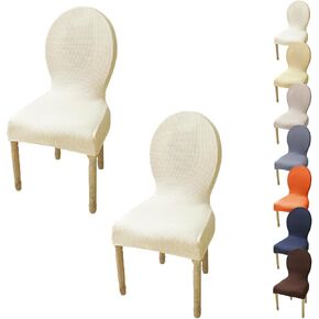 Round Back Dining Chair Cover Stretch Chair Cover for Dining Room Kitchen Elastic Fitting Dining Chair Covers Solid Color Dining Chairs Slipcovers Chair Protector Cover for Hotel,A 4pcs