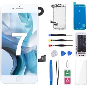 for iPhone 7 Screen Replacement Black with Home Button 4.7" 3D Touch LCD Display Digitizer Full Assembly with Front Camera Ear Speaker Front Glass Fix Tools Repair Kit for A1660, A1778, A1779