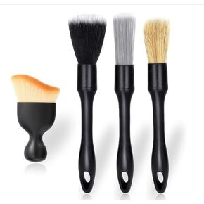 qixiang 4PCS Car Detailing Brush Set for Cleaning Boars Bristle Detailing Brushes, Wheel Brush Kit,Dusting Cleaning Supplies, Tool
