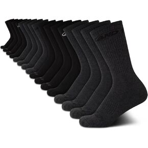 AND1 Boys' Crew Socks - 16 Pack Soft Athletic Mid Calf Socks for Boys - Boys Cushioned Sports Crew Socks (S-L) in Kuwait