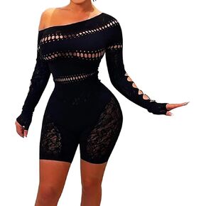 Sexy Club Outfits for Women One Piece Mini Bodycon Lingerie Fishnet Dress Clubwear Rave Party Night Out