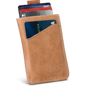 Genuine Leather Card Sleeve Wallet for Men, With Pull Tab for Quick Card Access, Ultra Slim Mens Front Pocket Card Holder