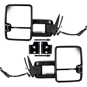 Torchbeam Towing Mirrors for 1988-1998 Chevy GMC C/K 1500 2500 3500 1992-1999 Chevy GMC C/K 1500 2500 Suburban Tahoe Yukon Power Adjusted Glass Heated LED Turn Signal Light Puddle Lamp Pair Set