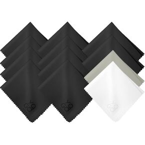 Microfiber Cleaning Cloth 12-Pack Individualy Packed (6"x 7") Glasses Cleaning Cloths for Eyeglasses Phone Computer Screen Laptop Camera Lenses (10 White, 1 Grey, 1 White)