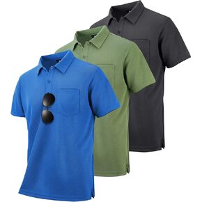 SWISSWELL 3 Pack Golf Polo Shirt for Men Short Sleeve Moisture Wicking Summer Casual Collared Shirts