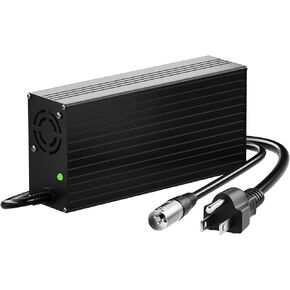 54.6V 5A Electric Bike Fast Charger for 13S 48V 10Ah 15Ah 20Ah Lithium Battery, 3-Pin XLR Male Plug 48 Volt Ebike Battery Charger 54.6V AC/DC Power Adapter Charger with Aluminum Case & Cooling Fan