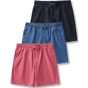 Liberty Pro 3 Pack Men's Relaxed Fit 8" Drawstring Walk Shorts with Pockets Midweight Woven Casual Wear