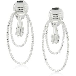 Napier "Classic Pairs Clips" Silver-Tone Oval Drop Clip-On Earrings