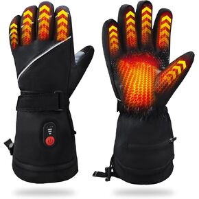 Heated Gloves, Rechargeable Heated Gloves for Men/Women Gifts, Winter Waterproof & Windproof Heated Motorcycle Gloves for Outdoor Riding/Skiing