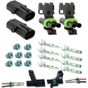 Weather-Pack (2-PIN) 20 amps, Sealer Terminals, Housing Male & Female 16 14 GA (2-Pack)