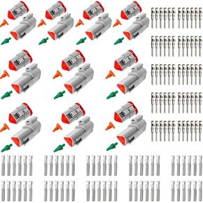 UOIENRT 106 Pack Deutsch DT 3 Pin Connectors, Grey 10 Set Waterproof Electrical Wire Connector with Seal Plug and Stamped Contacts for Off-Road Vehicles, Agriculture, Truck, Construction