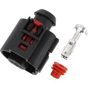 Motoforti Engine Starter Motor Connector Plug Female Wire Terminal Connector for Audi Plastic Tin-Plated Copper No.1K0973751 Black Waterproof