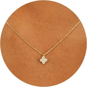 14K Gold Plated Necklace for Women - Dainty Flower, Leaf, Bead, Tree, Bee, Sun, Bar, Infinity, Star, Arrow, Teardrop, Butterfly, Boot, Cirlce, Bow Pendant Necklaces, Simple Jewelry
