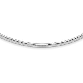 Avariah 14k White Gold 4mm Domed Omega Necklace - Made In Italy Necklace Chain - 16" 18"