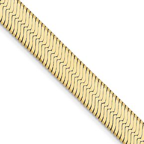 Diamond2Deal 14k Yellow Gold 6.5mm Silky Herringbone Chain Necklace