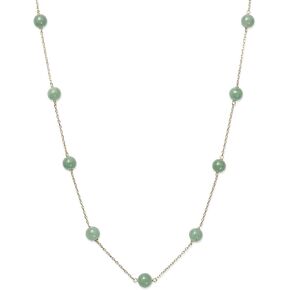 Belacqua 10k Yellow Gold Natural Jade Station Chain Necklace, 18"