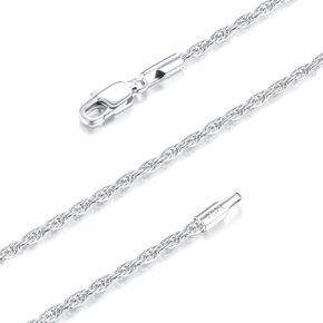 Solid 18K Gold Plated 925 Sterling Silver Rope Chain Necklace for Women Trendy, 1.5mm & 2.5mm Shiny & Non Tarnish & Sturdy Women's Chain Necklace 16/18/20/22/24/26 Inch