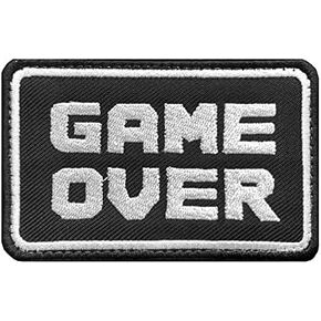 Antrix Funny Game Over Applique Insignia Emblems Hook and Loop Military Game Over Emblem Badge Patch for Backpacks Caps Hats Vests Pouch Patch Holder - 3.15x2