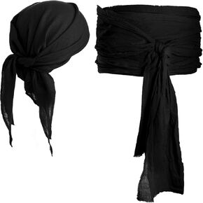 SATINIOR Halloween Pirate Costume Men Women Pirate Head Scarf Hat Accessories Pirate Sash Belt Bandana Waist Belt