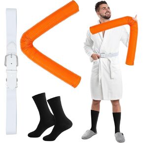 مجموعة إكسسوارات Suhine 3 قطع لفيلم عيد الميلاد الكلاسيكي لشخصية تنكرية تتضمن خرطوم برتقالي وجوارب كاحل سوداء قابلة للتعديل حزام جلد PU أبيض للرجال لحفلات الهالوين in Kuwait