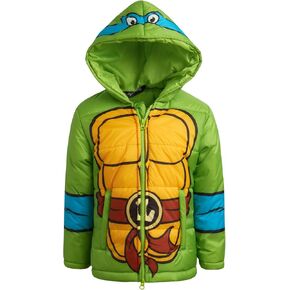 Teenage Mutant Ninja Turtles Boys' Puffer Jacket - Full Zip Up Leonardo Hoodie Puffer Jackets - Outdoor Jackets for Boys 2T-7