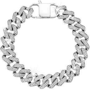 Majesty for Men - Divine Ice Bracelet Iced Out Men's Bold Miami Link Bracelet with Brilliant Simulated Diamonds Set In Stainless Steel, 9.5"