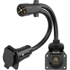 7 Way Trailer Plug Adapter, 7 Pin Trailer Plug Y Splitter with Dual Male Connectors for Truck Camper and Trailer - Durable 20" Truck-to-Camper Connector