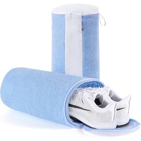 2 Pcs Shoe Washing Machine Bags, Laundry Bag for Shoe Washer and Dryer, Reusable Shoe Cleaning Bag Fluffy Fiber Inside, Sneaker Mesh Laundry Bags for All Shoes, Large Size, 7 x 13 Inches