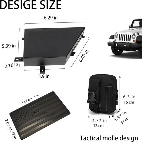Metal Front Door Storage Box Black Door Side Insert Organizer Box Pockets for 2007-2018 Jeep Wrangler JK 2/4 Door 2pcs Grille front face design (Grille Front Door) in Kuwait