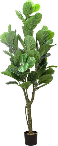 SZHLUX 5.2FT Artificial Fiddle Leaf Fig Tree, Artificial Plants for Home Decor Indoor, Lifelike Evergreen Fake Artificial Ficus Tree Perfect Match for Home Office Decoration in Kuwait