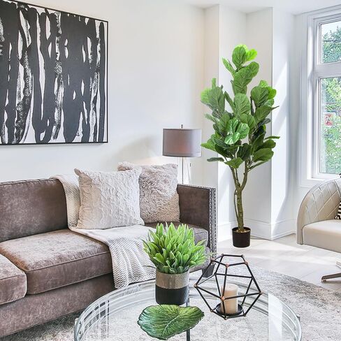 SZHLUX 5.2FT Artificial Fiddle Leaf Fig Tree, Artificial Plants for Home Decor Indoor, Lifelike Evergreen Fake Artificial Ficus Tree Perfect Match for Home Office Decoration in Kuwait