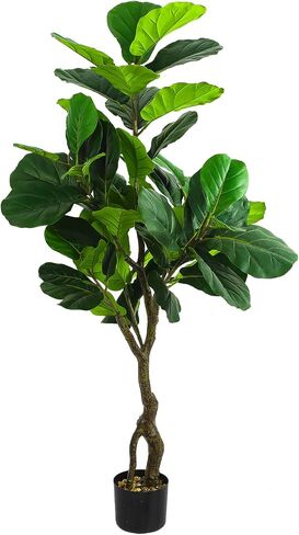 SZHLUX 5.2FT Artificial Fiddle Leaf Fig Tree, Artificial Plants for Home Decor Indoor, Lifelike Evergreen Fake Artificial Ficus Tree Perfect Match for Home Office Decoration in Kuwait