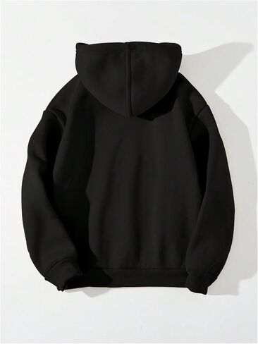Boy's Letter Graphic Hoodie Long Sleeve Thermal Lined Hooded Sweatshirts Loose Fall Pullover Tops in Saudi Arabia