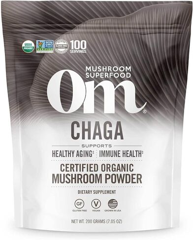 OM Mushroom Superfood Chaga Organic Mushroom Powder, 7.05 Ounce Pouch, 100 Servings, US Grown, Sacred Antioxidants & Immune Support, Superfood Mushroom Supplement in Saudi Arabia