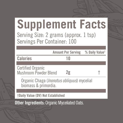 OM Mushroom Superfood Chaga Organic Mushroom Powder, 7.05 Ounce Pouch, 100 Servings, US Grown, Sacred Antioxidants & Immune Support, Superfood Mushroom Supplement in Saudi Arabia