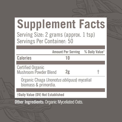 OM Mushroom Superfood Chaga Organic Mushroom Powder, 7.05 Ounce Pouch, 100 Servings, US Grown, Sacred Antioxidants & Immune Support, Superfood Mushroom Supplement in Kuwait