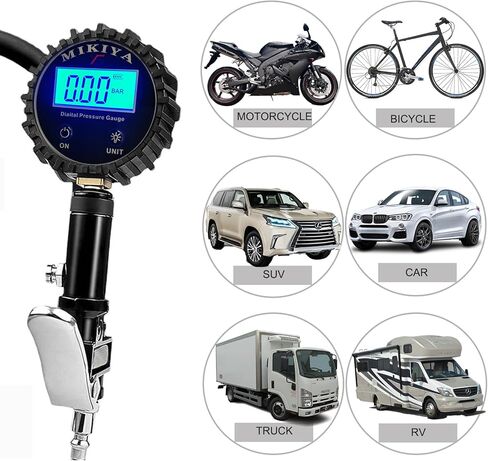 مقياس ضغط الإطارات الرقمي مع منفاخ، 250 رطل لكل بوصة مربعة، ملحقات ضاغط الهواء شديدة التحمل، مع قفل خرطوم مطاطي على ظرف الهواء وقارنة توصيل سريعة (YS-DTP-B) in Saudi Arabia