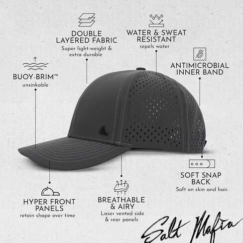 Salt Mafia Hats for Men - Waterproof Hats, 6 Panel Hat Curve Brim Snap Back Hat in Saudi Arabia